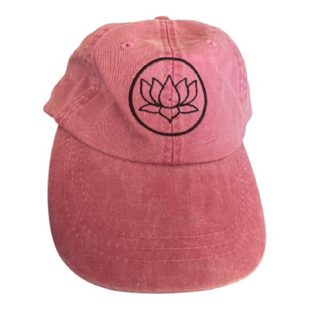 Adams Pink Lotus Embroidered Washed Cotton Baseball Cap Adjustable Hat